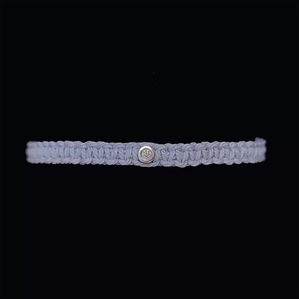 Bracelet solitaire macramé diamant et argent