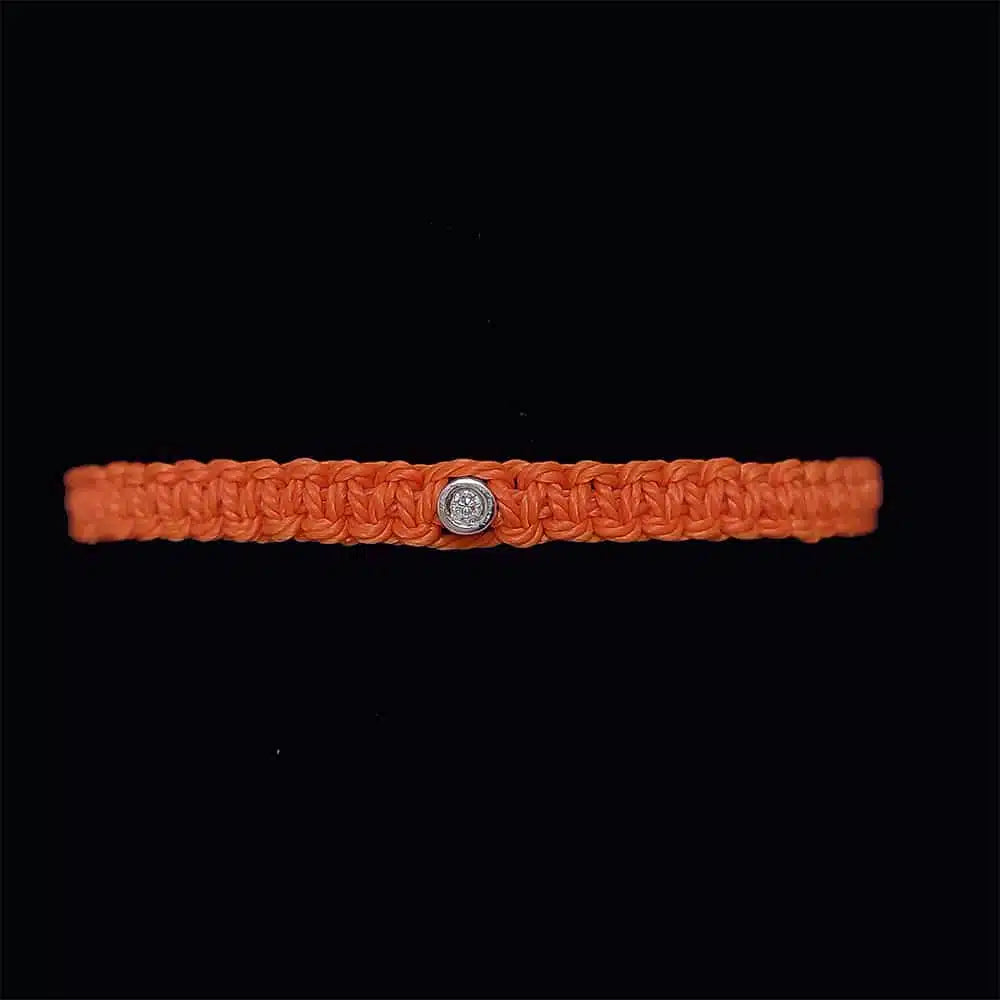 Bracelet solitaire macramé diamant et argent