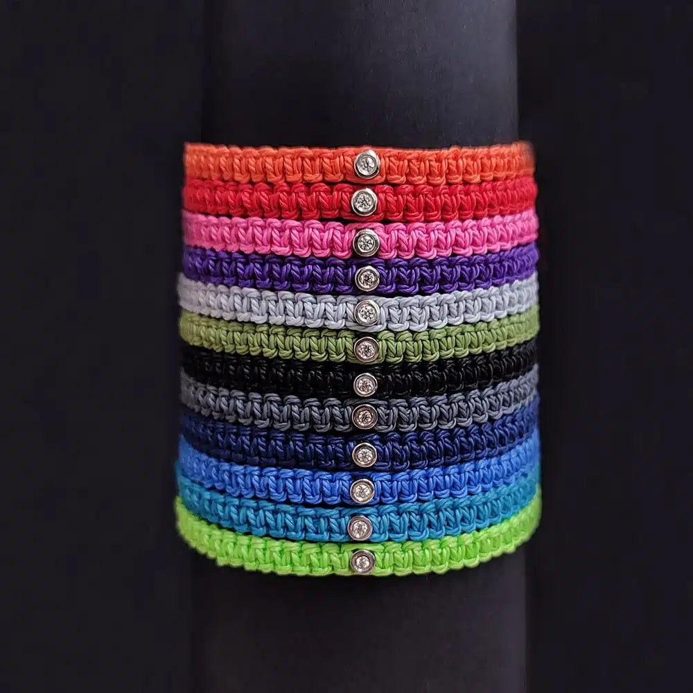 Bracelet solitaire macramé diamant et argent
